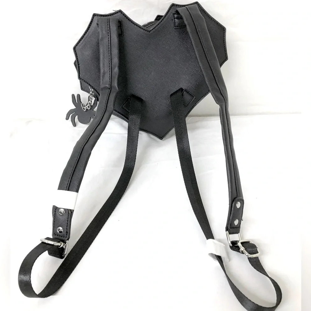 NEW MAD Engine Halloween Spiderweb Heart Backpack Bag Purse Goth Spooky Novelty